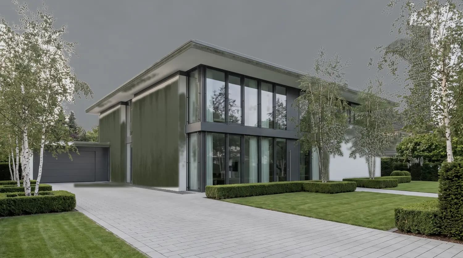 Wohnhausfassade vor und nach der chemiefreien Reinigung – Ausgangszustand