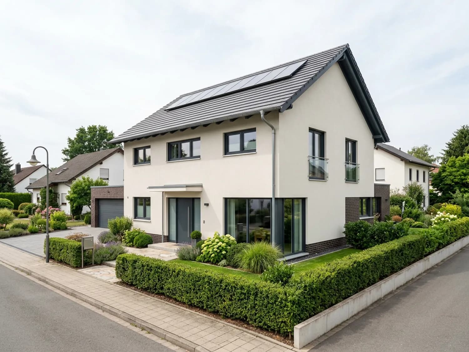Modernes freistehendes Einfamilienhaus mit gepflegtem Vorgarten