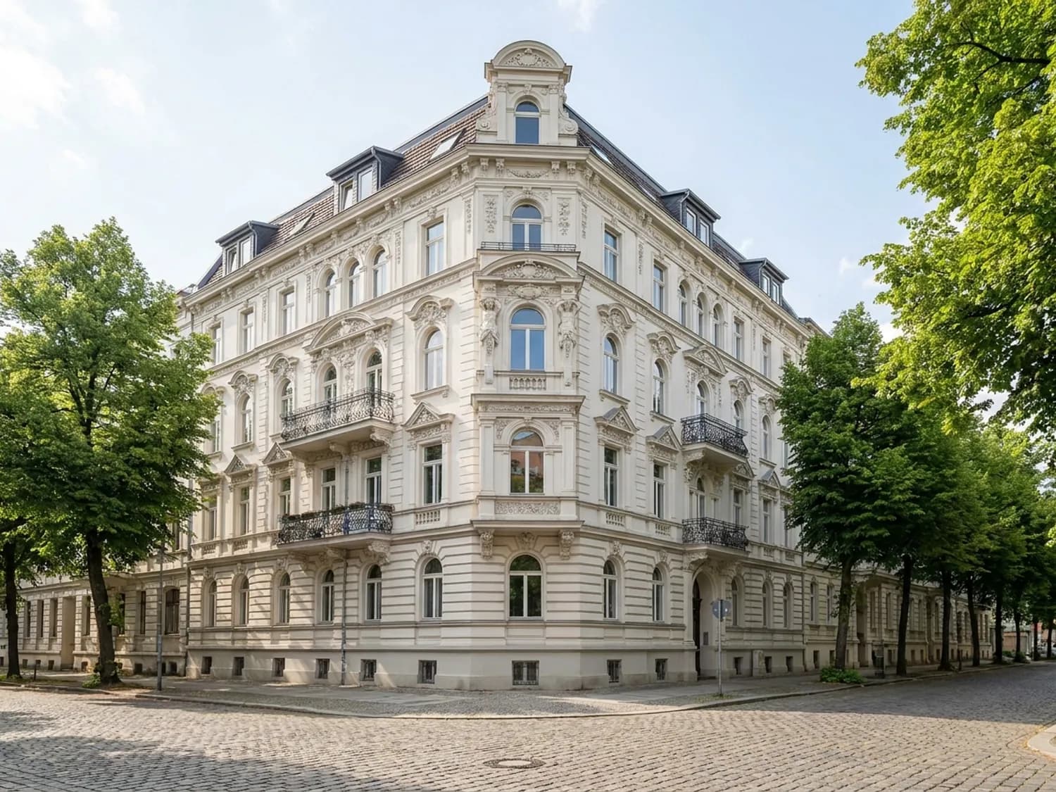 Historisches Mehrfamilienhaus im Gründerzeitstil mit verzierter Fassade