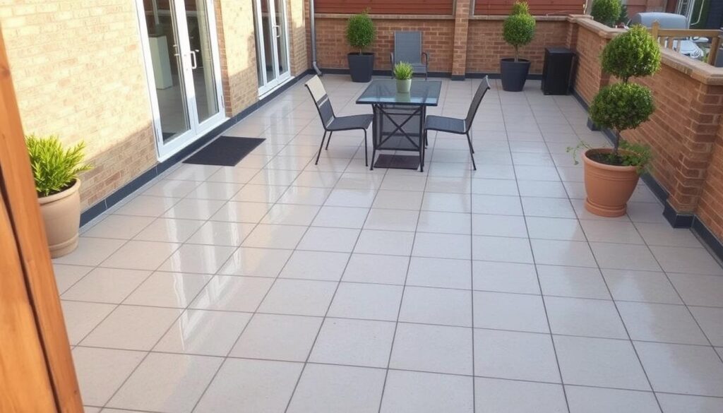 Ein Bild von einem sauberen Terrassenbereich nach der Reinigung durch Trodatec SE
