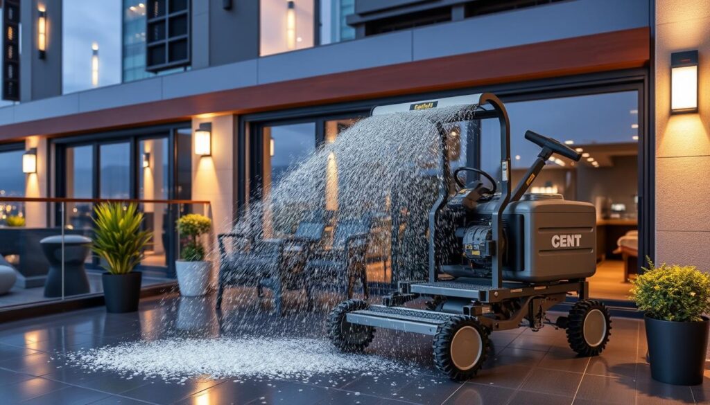 Eine moderne Teleskoptechnik für die Terrassenreinigung