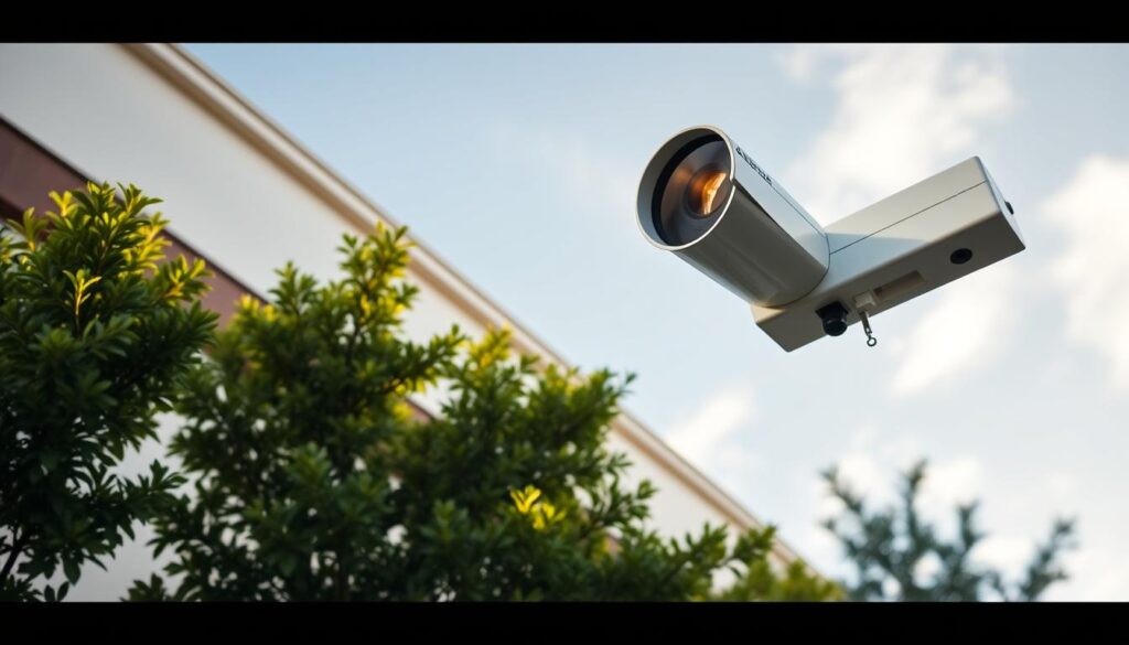 Generiere ein Bild von einer sauberen Fassade mit der TRODATEC-Teleskoptechnik