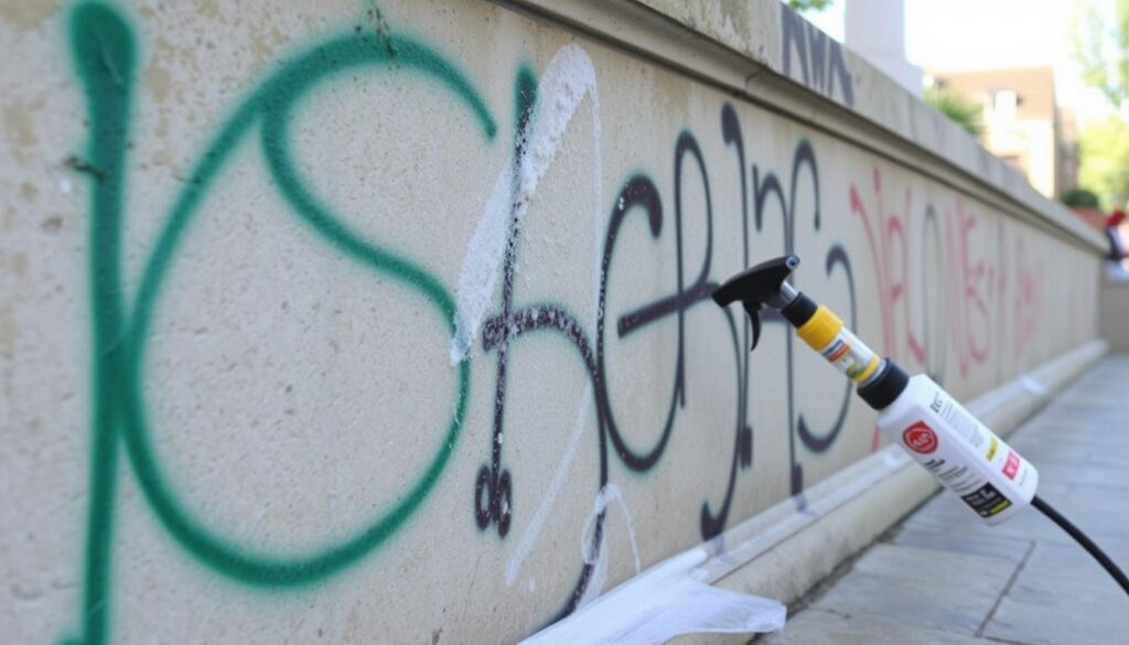 Graffitientfernung auf Steinoberflächen mit speziellem Reiniger