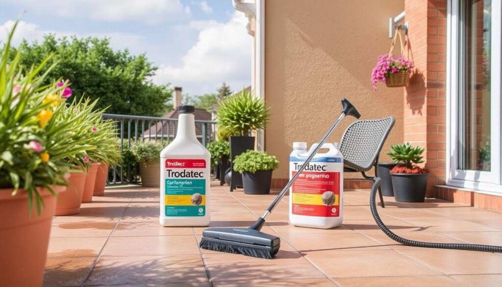 Reinigung von Terrassen und Pflasterflächen mit Trodatec Produkten