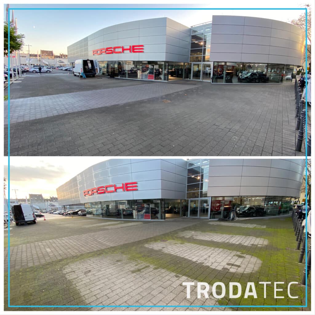 Steinreinigung und Fassadenreinigung bei Porsche durch TRODATEC SE