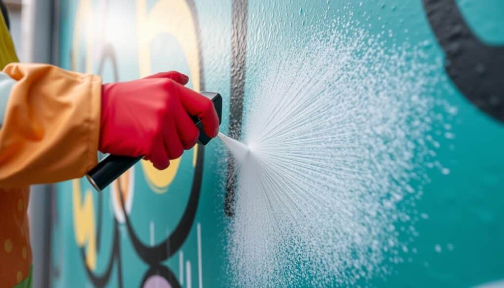 Antigraffiti Imprägnierung auf einer Fläche
