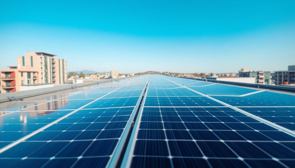 Bild einer sauberen Solaranlage auf einem Dach