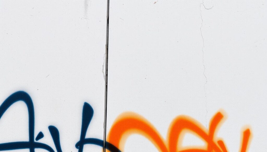 Ein Bild einer sauberen, graffiti-freien Fassade mit einer unsichtbaren Schutzschicht