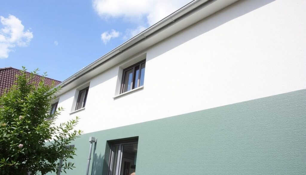 Ein Bild von der Hydrophobierung einer Fassade durch TRODATEC