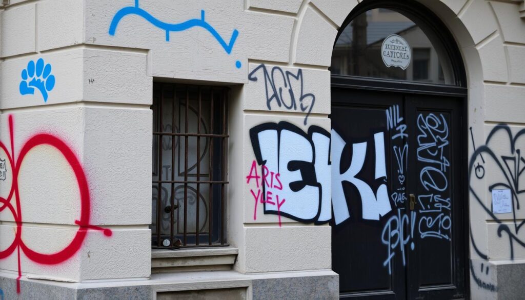 Ein Bild von einem Graffiti auf einer Fassade
