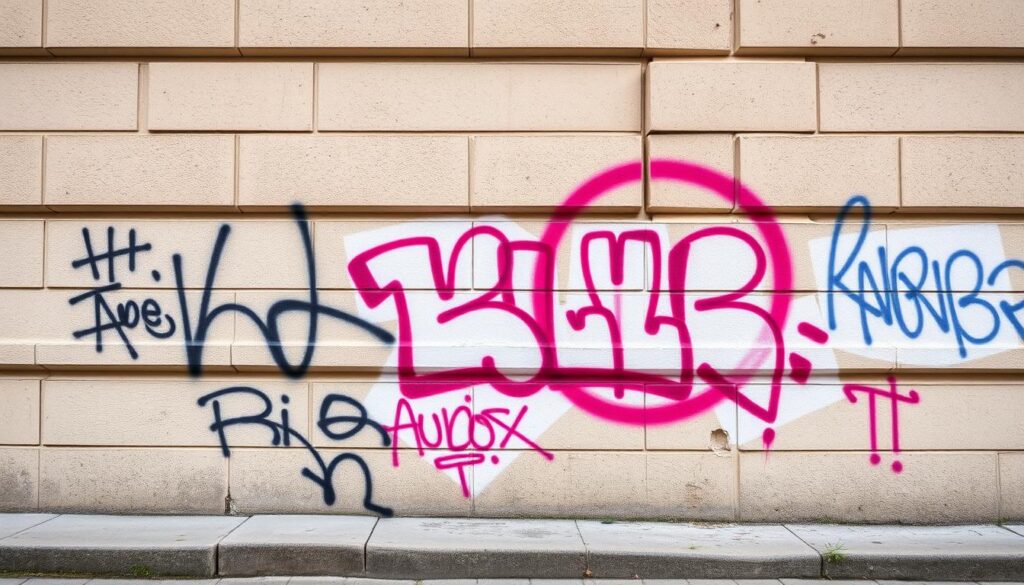 Ein Bild von einer Fassade mit Graffitischutz