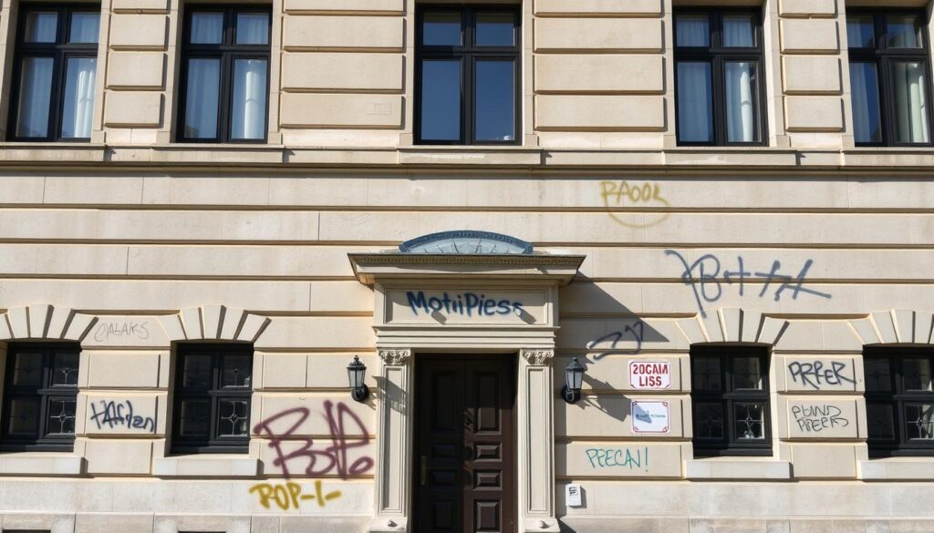 Ein Bild von einer sauberen Fassade nach der Graffitientfernung