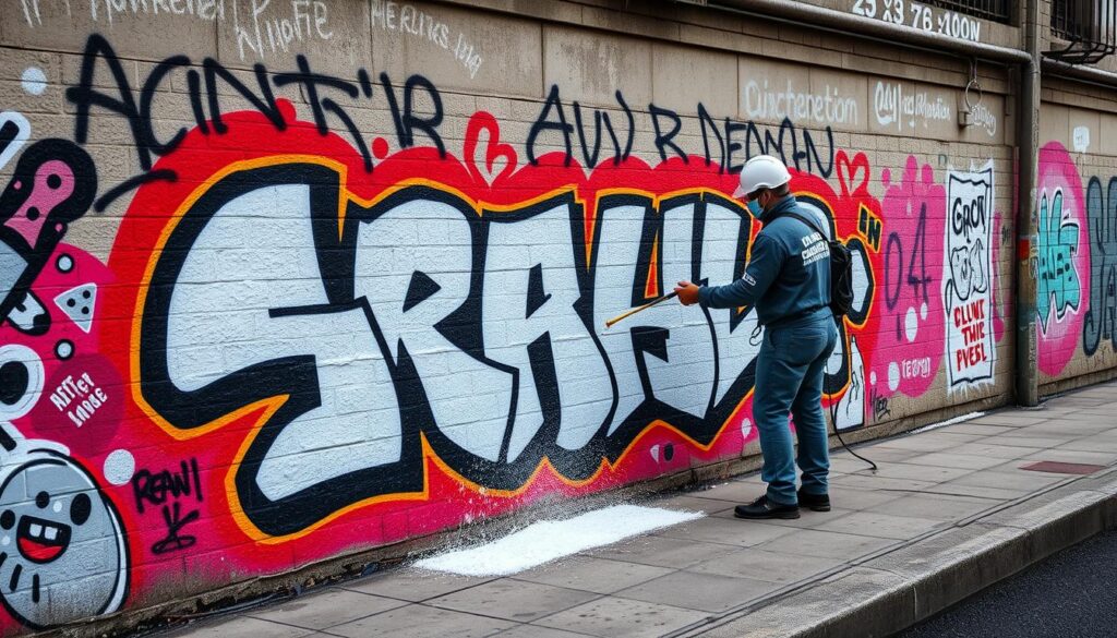 Eine professionelle Graffitientfernung mit modernster Technik und umweltschonenden Methoden.