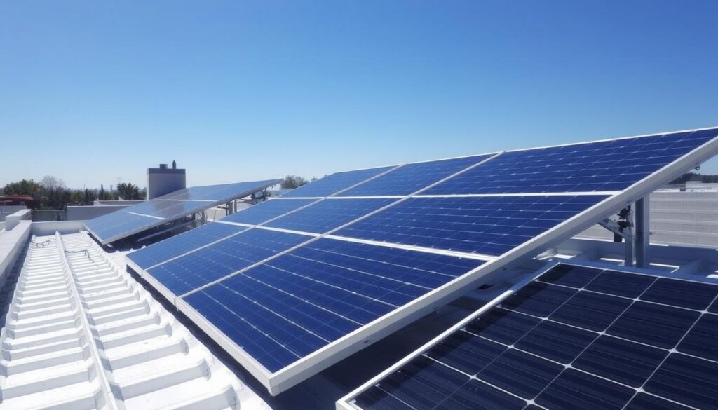 Eine saubere Solaranlage auf einem Dach