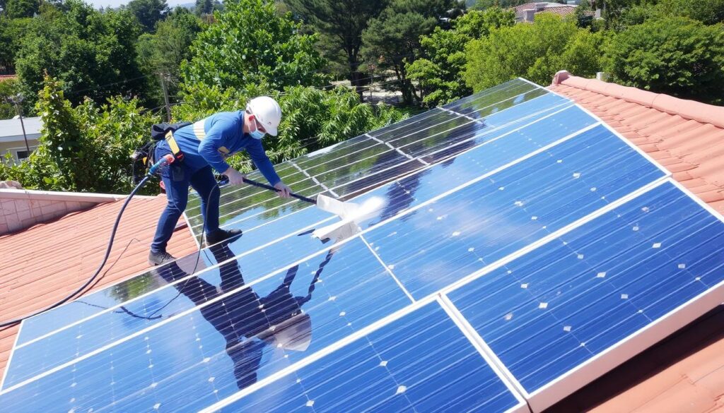 Reinigung von Solaranlagen auf dem Dach
