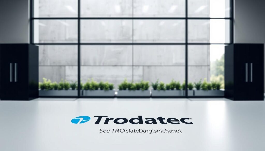 A modern, minimalist office setting with a focus on cost-efficiency. In the foreground, a sleek, minimalist workdesk showcases the Trodatec logo, hinting at the reliable and cost-effective cleaning solutions they provide. The middle ground features a well-maintained concrete facade, representing the type of surface their services cater to. The background is filled with a serene, natural landscape, emphasizing the sustainable and environmentally-friendly approach of Trodatec's cleaning methods. The lighting is soft and diffused, creating a calming, professional atmosphere. The overall composition conveys a sense of efficiency, reliability, and attention to detail that aligns with the section title "Kosteneffizienz der TRODATEC-Dienstleistungen".