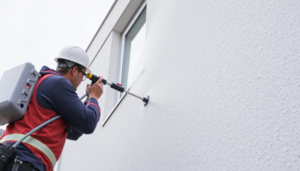 Eine saubere Fassade dank TRODATEC - Effiziente Fassadenreinigung, die bis zu 70% günstiger als Neuanstrich ist.