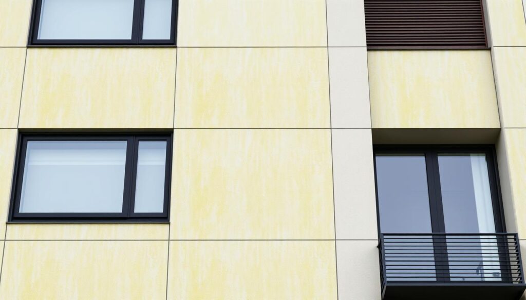 Generiere ein Bild von einer sauberen, algenfreien Fassade
