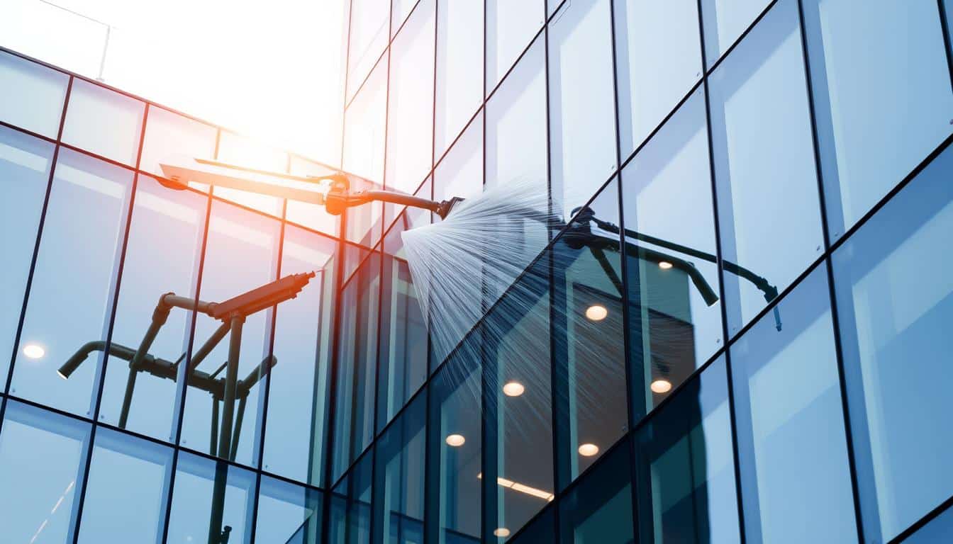 innovatives fassadenreinigungskonzept für bürogebäude