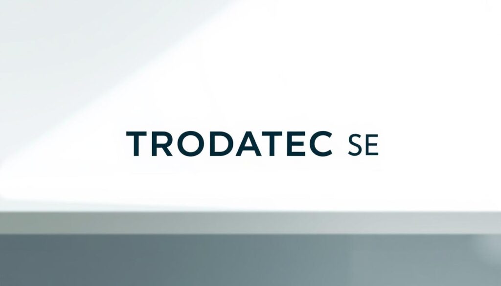 A crisp, minimalist logo for TRODATEC SE against a clean, bright background, capturing the brand's professional and reliable identity. The logo design features the brand name in a modern, sans-serif typeface with subtle embellishments, conveying a sense of precision and attention to detail. The composition should be well-balanced, with the logo centered and occupying a significant portion of the frame. The lighting should be natural and soft, highlighting the logo's design elements without harsh shadows. The overall mood should be one of calm, professionalism, and attention to quality.