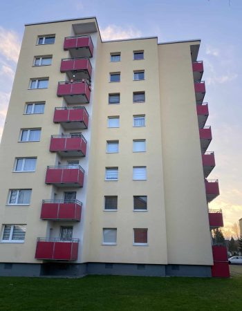 Nachher-Resultat Fassadenreinigung Mehrfamilienhaus Deutschland – TRODATEC SE, TÜV-zertifiziert & chemiefrei